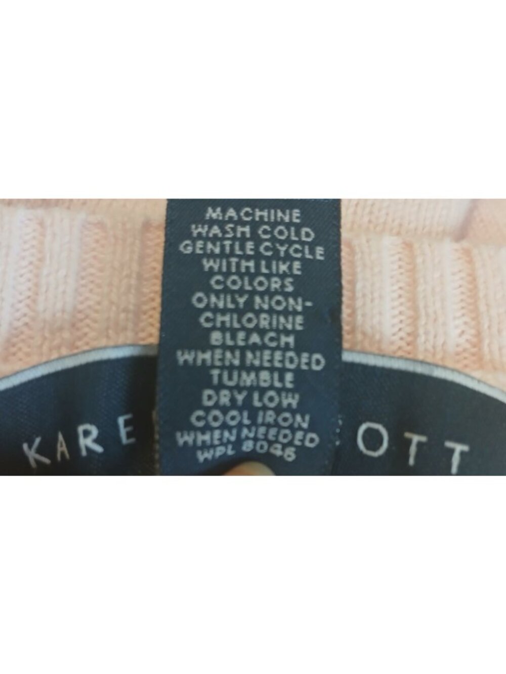 Karen Scott Pink Cable Knit Sweater Button VNeck Size S Cotton Long Sleeve #I-2 - Picture 4 of 7